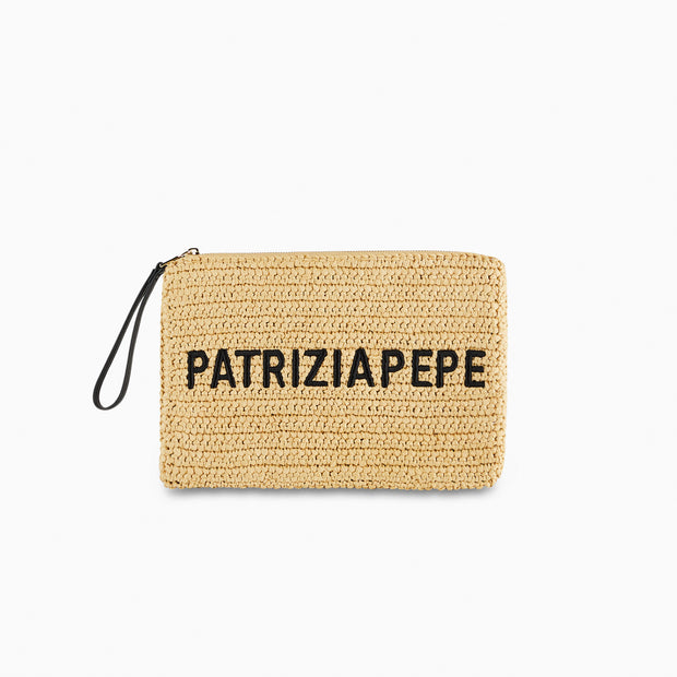 Woven Clutch Bag in Sand