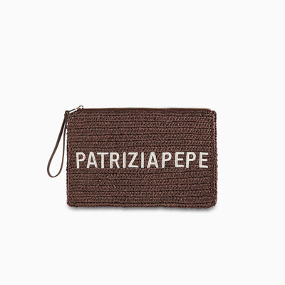 Woven Clutch Bag in Mocha