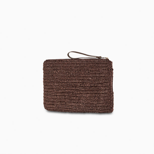 Woven Clutch Bag in Mocha