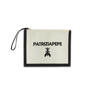 Medium Jacquard Clutch Bag in Ecru