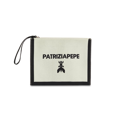 Medium Jacquard Clutch Bag in Ecru