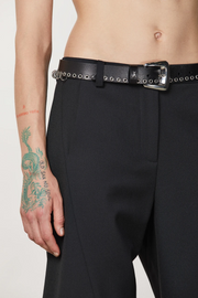 Leather belt with piercing