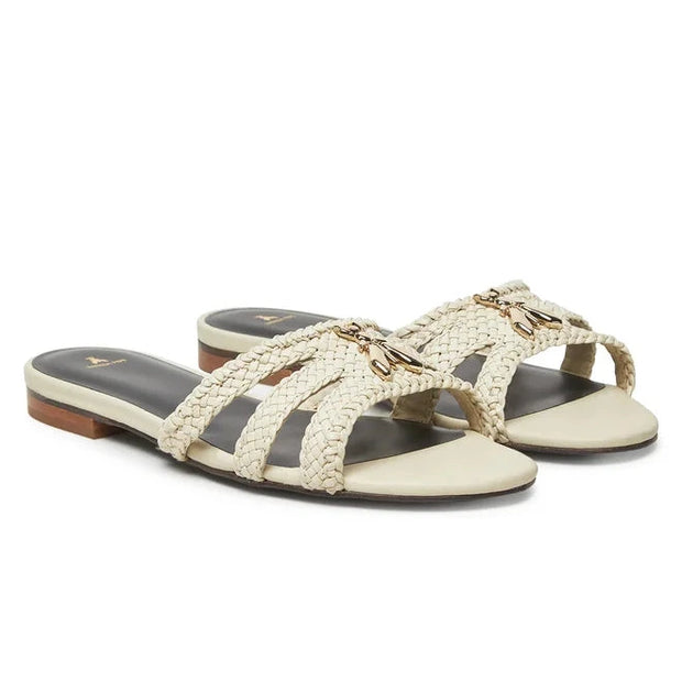Braided Slides in Ecru