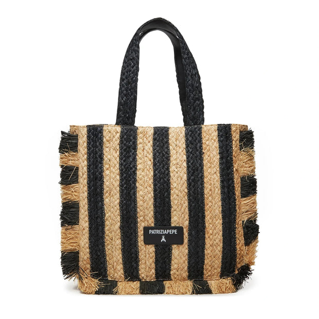 Woven Striped Tote Bag