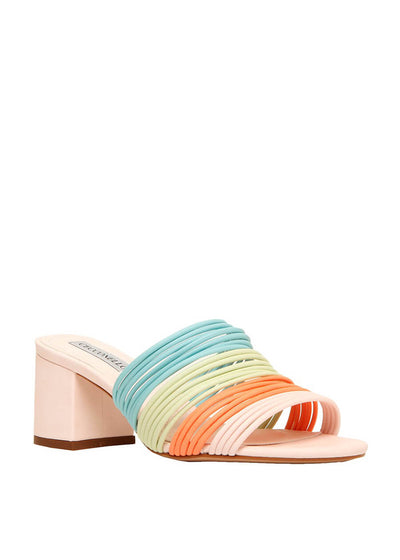 Cecconello pink medium heel clogs with coloured straps 1619001-1 | Perth WA