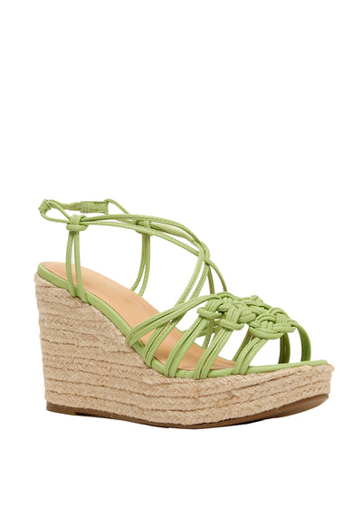 Strappy wedge heels in soft avocado green and espadrille wedge heel | Perth WA