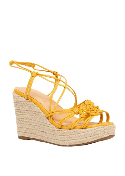 Strappy yellow wedges featuring an espadrille heel | Perth WA