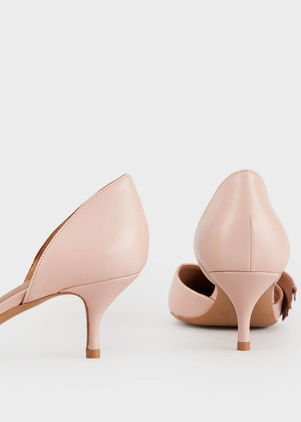 Emporio Armani - Leather court shoes with pleated details [X3E381XF442100660] - Powder Pink