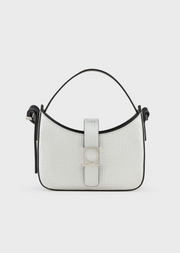 Glitter-fabric mini hobo bag with shoulder strap