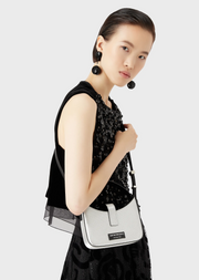 Glitter-fabric mini hobo bag with shoulder strap